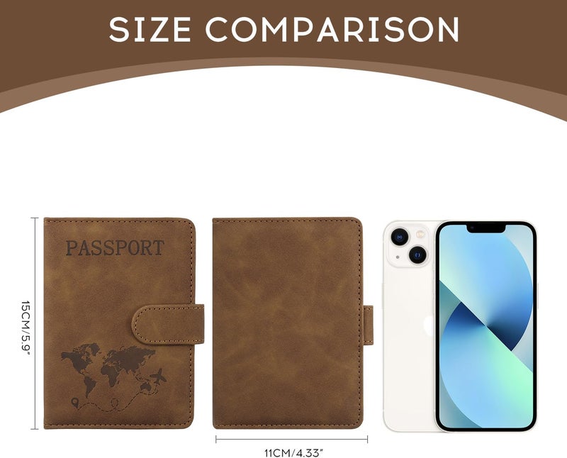 ILIYAH -Passport Cover-Passport Holder Travel Wallet-RFID Blocking Passport Case Travel Accessories Card Holder Wallet Unisex Travel Gifts(Brown) - Image 2
